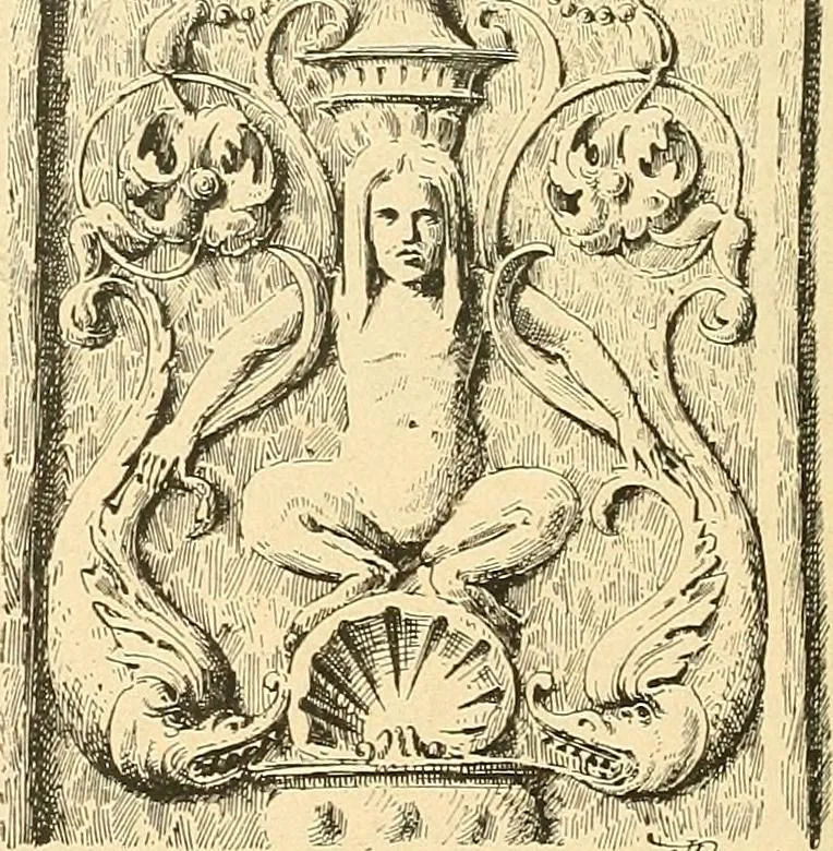 An illustration from Étude des ornements : première partie : dauphins-écailles-bucrânes-grecques-guirlandes-flots grecs, 1896, leaf 49