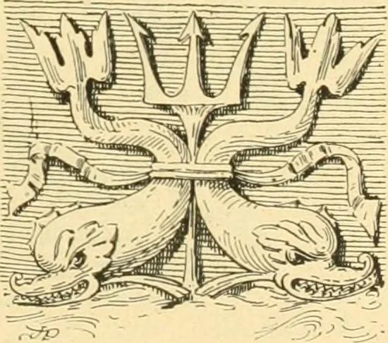 An illustration from Étude des ornements : première partie : dauphins-écailles-bucrânes-grecques-guirlandes-flots grecs, 1896, leaf 50