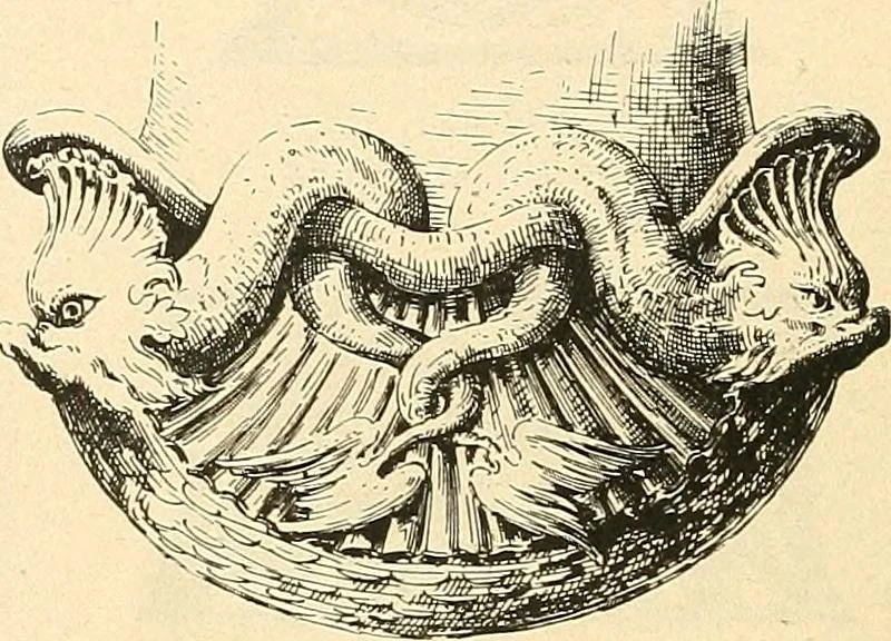 An illustration from Étude des ornements : première partie : dauphins-écailles-bucrânes-grecques-guirlandes-flots grecs, 1896, leaf 51