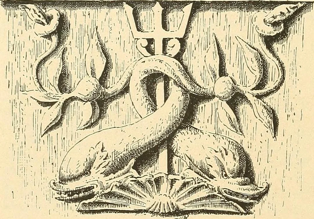 An illustration from Étude des ornements : première partie : dauphins-écailles-bucrânes-grecques-guirlandes-flots grecs, 1896, leaf 51