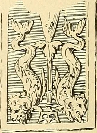 An illustration from Étude des ornements : première partie : dauphins-écailles-bucrânes-grecques-guirlandes-flots grecs, 1896, leaf 55