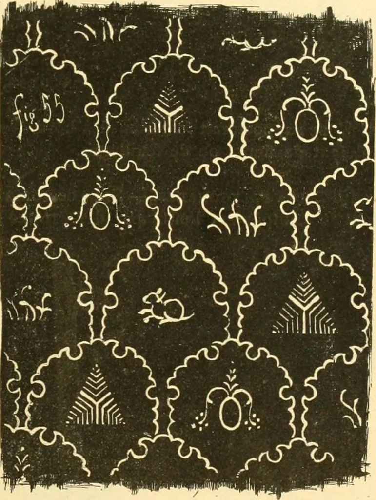 An illustration from Étude des ornements : première partie : dauphins-écailles-bucrânes-grecques-guirlandes-flots grecs, 1896, leaf 74
