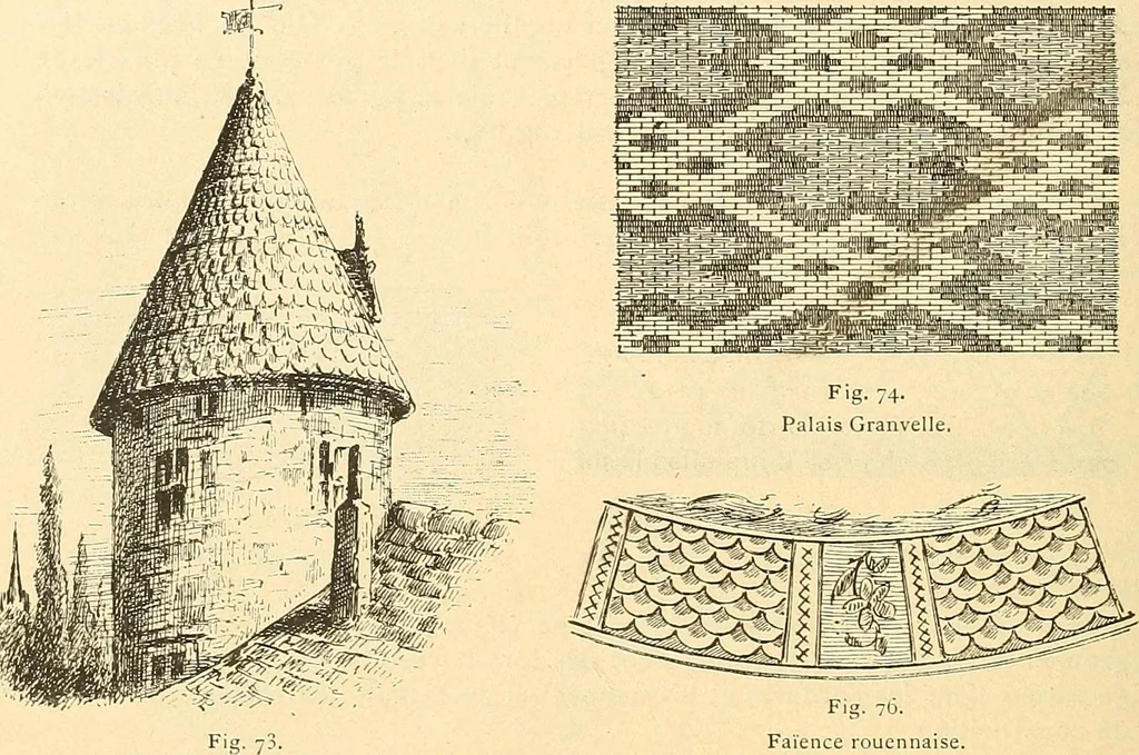 An illustration from Étude des ornements : première partie : dauphins-écailles-bucrânes-grecques-guirlandes-flots grecs, 1896, leaf 77