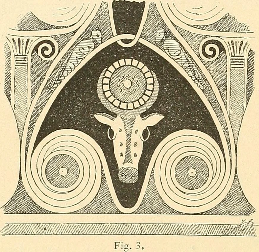 An illustration from Étude des ornements : première partie : dauphins-écailles-bucrânes-grecques-guirlandes-flots grecs, 1896, leaf 83