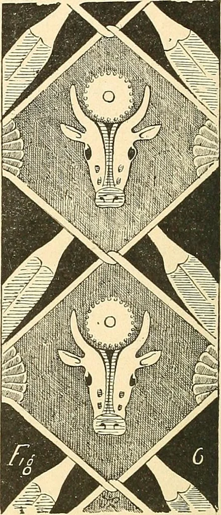 An illustration from Étude des ornements : première partie : dauphins-écailles-bucrânes-grecques-guirlandes-flots grecs, 1896, leaf 87