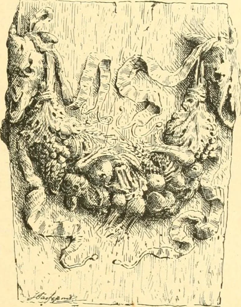 An illustration from Étude des ornements : première partie : dauphins-écailles-bucrânes-grecques-guirlandes-flots grecs, 1896, leaf 90