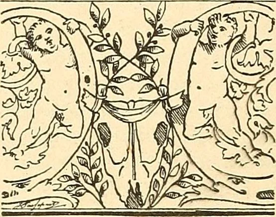 An illustration from Étude des ornements : première partie : dauphins-écailles-bucrânes-grecques-guirlandes-flots grecs, 1896, leaf 93