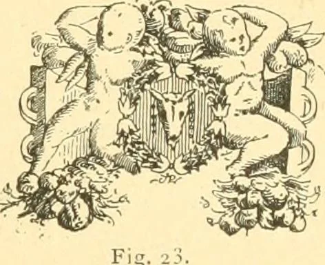 An illustration from Étude des ornements : première partie : dauphins-écailles-bucrânes-grecques-guirlandes-flots grecs, 1896, leaf 94