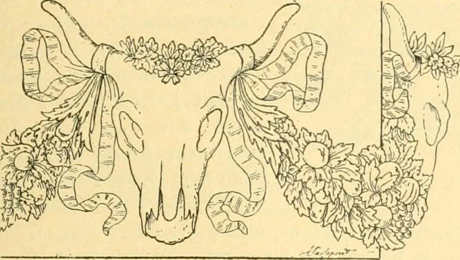An illustration from Étude des ornements : première partie : dauphins-écailles-bucrânes-grecques-guirlandes-flots grecs, 1896, leaf 96