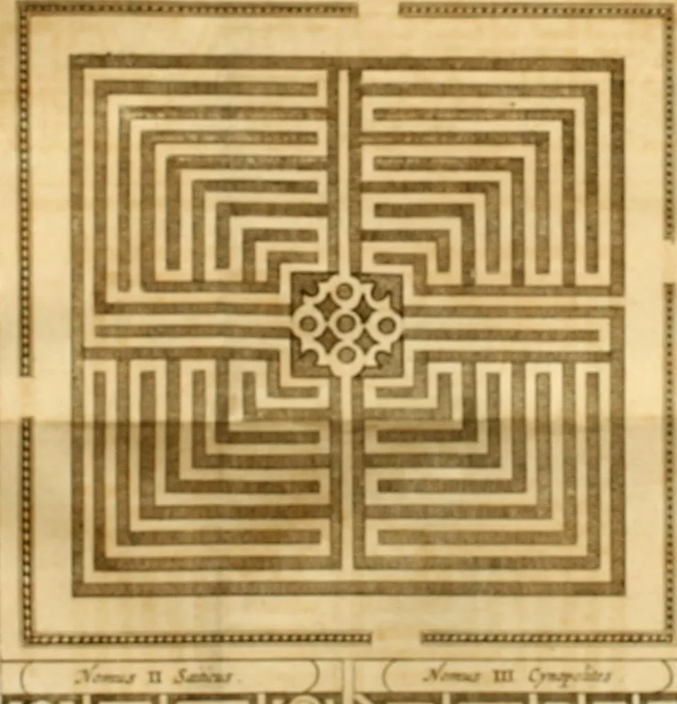 An illustration from Turris Babel, sive Archontologia qua Primo Priscorum post diluvium hominum vita, mores rerumque gestarum magnitudo, Secundo Turris fabrica civitatumque extructio, consusio linguarum, inde gentium transmigrationis..., 1679, leaf 120