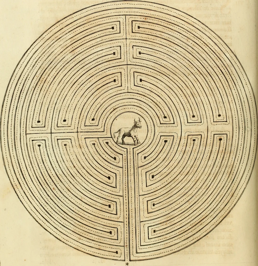 An illustration from Turris Babel, sive Archontologia qua Primo Priscorum post diluvium hominum vita, mores rerumque gestarum magnitudo, Secundo Turris fabrica civitatumque extructio, consusio linguarum, inde gentium transmigrationis..., 1679, leaf 127