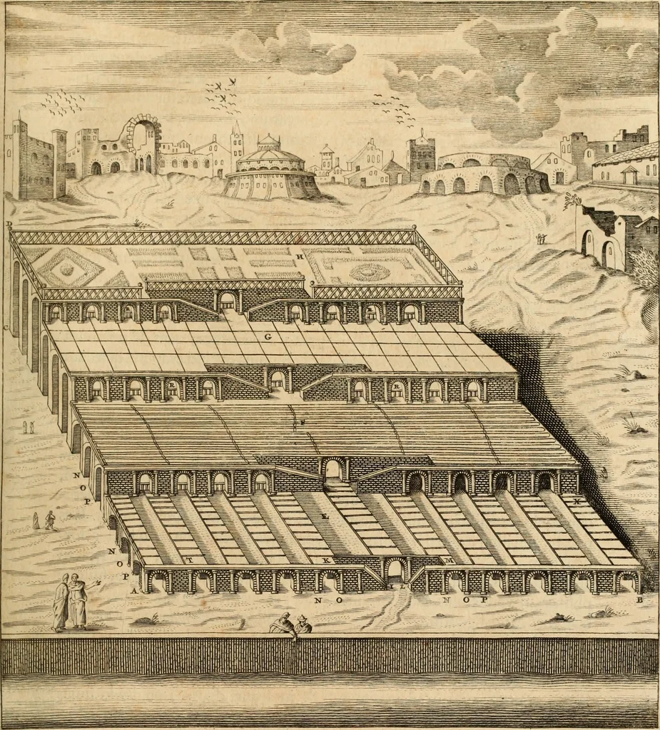 An illustration from Turris Babel, sive Archontologia qua Primo Priscorum post diluvium hominum vita, mores rerumque gestarum magnitudo, Secundo Turris fabrica civitatumque extructio, consusio linguarum, inde gentium transmigrationis..., 1679, leaf 98