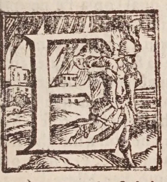 An illustration from [Tutte le opere del famosissimo Ruzante : di nuovo con somma diligenza rivedute, et corrette : et aggiuntovi un sonnetto et una canzone dell'istesso autore .., 1584, leaf 211
