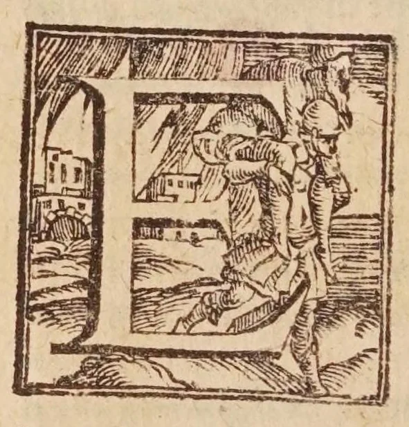 An illustration from [Tutte le opere del famosissimo Ruzante : di nuovo con somma diligenza rivedute, et corrette : et aggiuntovi un sonnetto et una canzone dell'istesso autore .., 1584, leaf 40