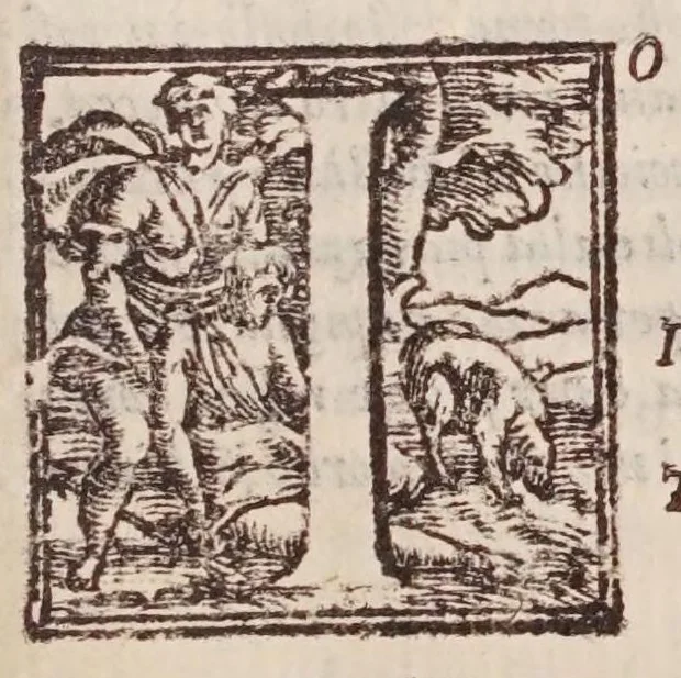 An illustration from [Tutte le opere del famosissimo Ruzante : di nuovo con somma diligenza rivedute, et corrette : et aggiuntovi un sonnetto et una canzone dell'istesso autore .., 1584, leaf 413