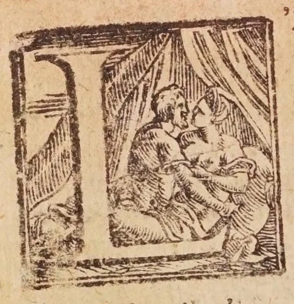 An illustration from [Tutte le opere del famosissimo Ruzante : di nuovo con somma diligenza rivedute, et corrette : et aggiuntovi un sonnetto et una canzone dell'istesso autore .., 1584, leaf 52