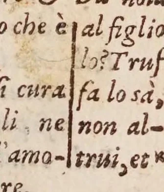 An illustration from [Tutte le opere del famosissimo Ruzante : di nuovo con somma diligenza rivedute, et corrette : et aggiuntovi un sonnetto et una canzone dell'istesso autore .., 1584, leaf 563