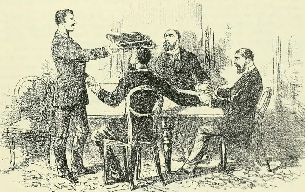 An illustration from 'Twixt two worlds : a narrative of the life and work of William Eglinton, 1886, leaf 130