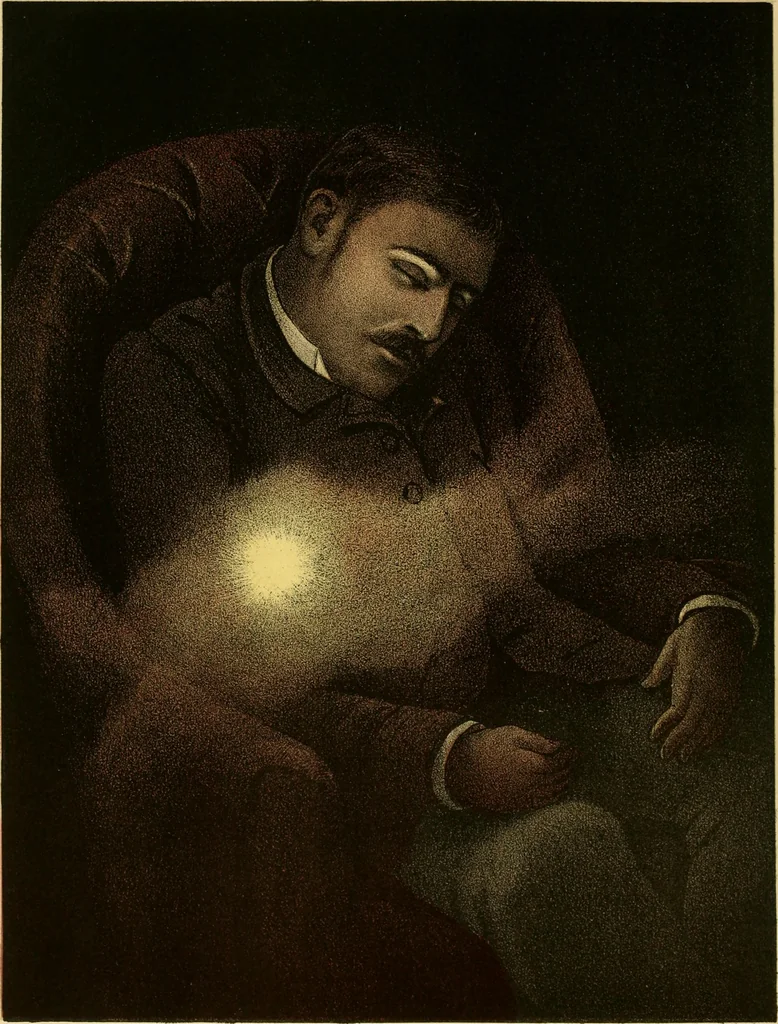 An illustration from 'Twixt two worlds : a narrative of the life and work of William Eglinton, 1886, leaf 139
