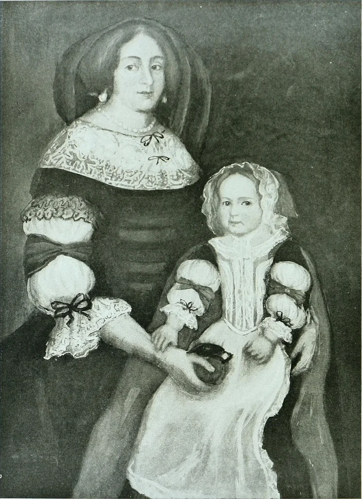 An illustration from Two centuries of costume in America, MDCXX-MDCCCXX, 1903, leaf 7