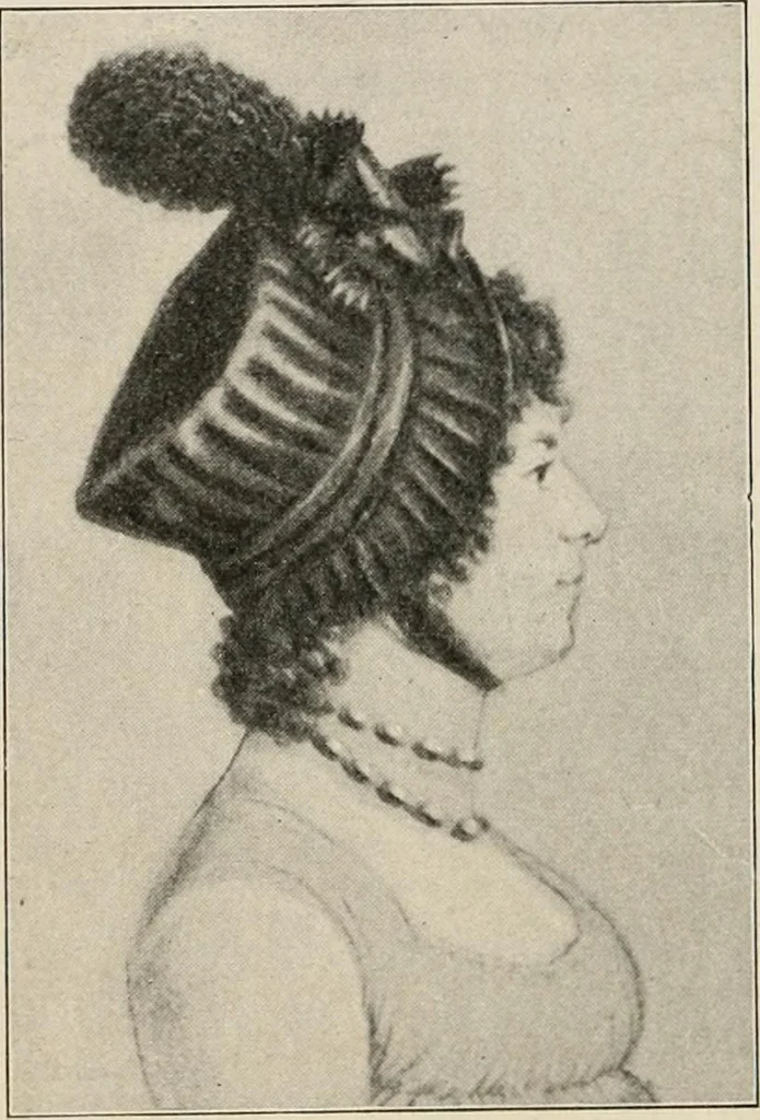 An illustration from Two centuries of costume in America, MDCXX-MDCCCXX, 1903, leaf 285
