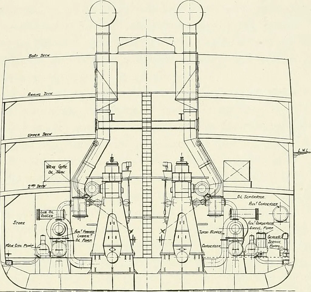 An illustration from Two centuries of shipbuilding by the Scotts at Greenock. Partly reprinted from "Engineering", 1920, leaf 278