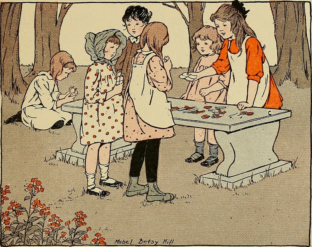 An illustration from Two little southern sisters and their garden plays, 1919, leaf 100