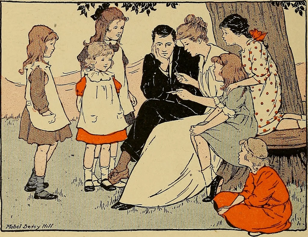 An illustration from Two little southern sisters and their garden plays, 1919, leaf 113