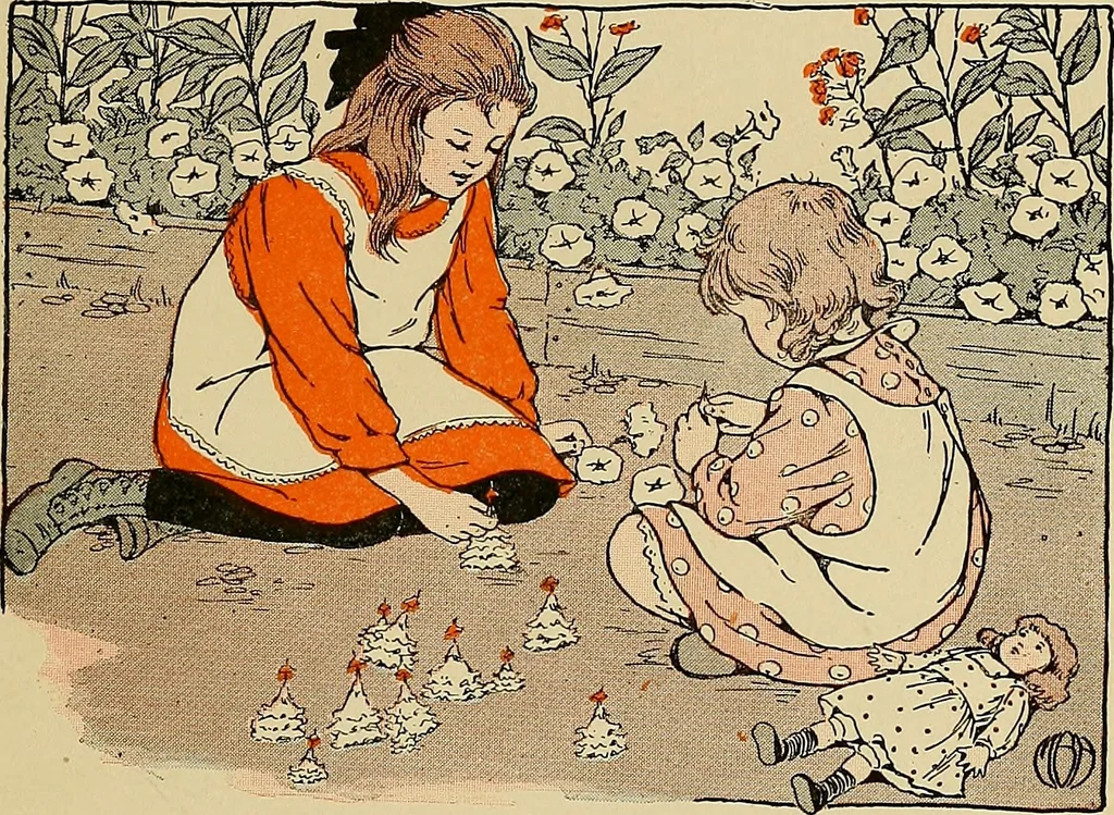 An illustration from Two little southern sisters and their garden plays, 1919, leaf 30