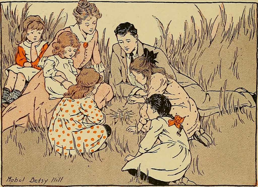 An illustration from Two little southern sisters and their garden plays, 1919, leaf 57
