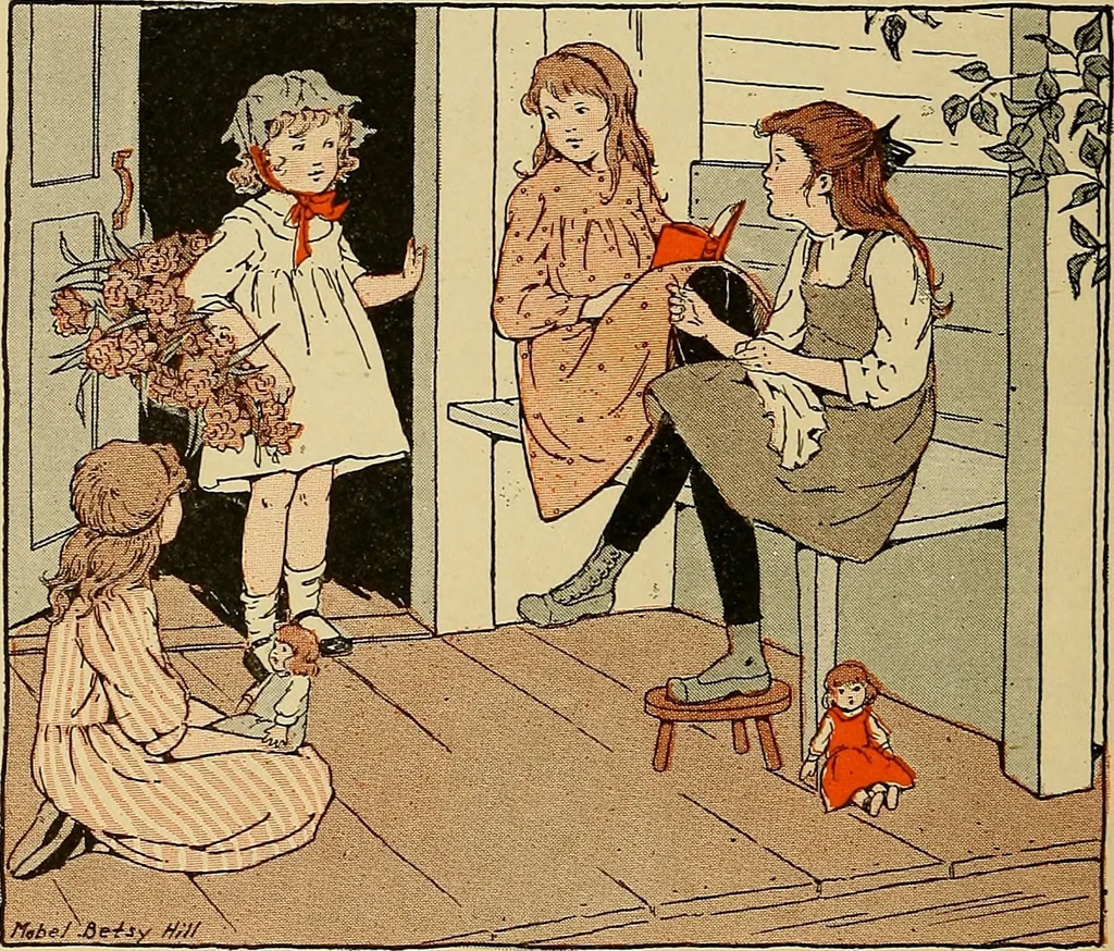 An illustration from Two little southern sisters and their garden plays, 1919, leaf 87