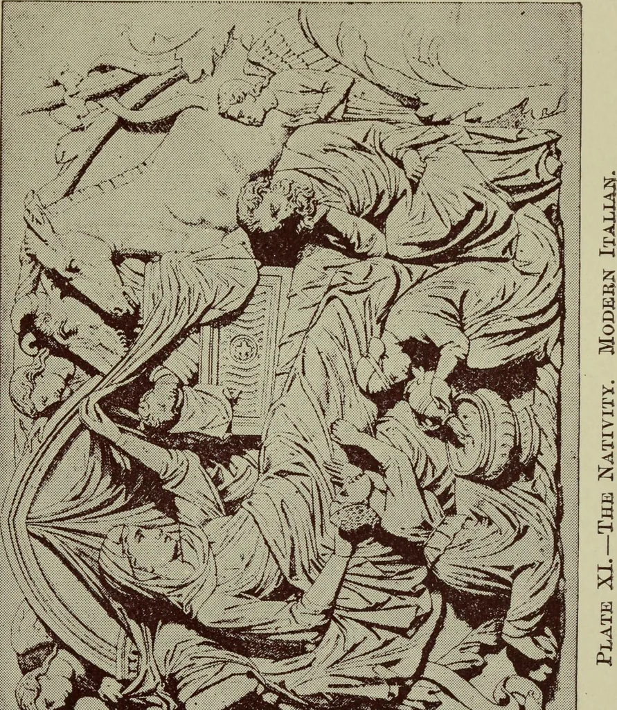 An illustration from The two paths ; Love's meinie ; also, Val d'arno ; The pleasures of England ; Mornings in Florence ; Time and tide ; The art of England ; Notes on the construction of sheepfolds, 1800, leaf 410