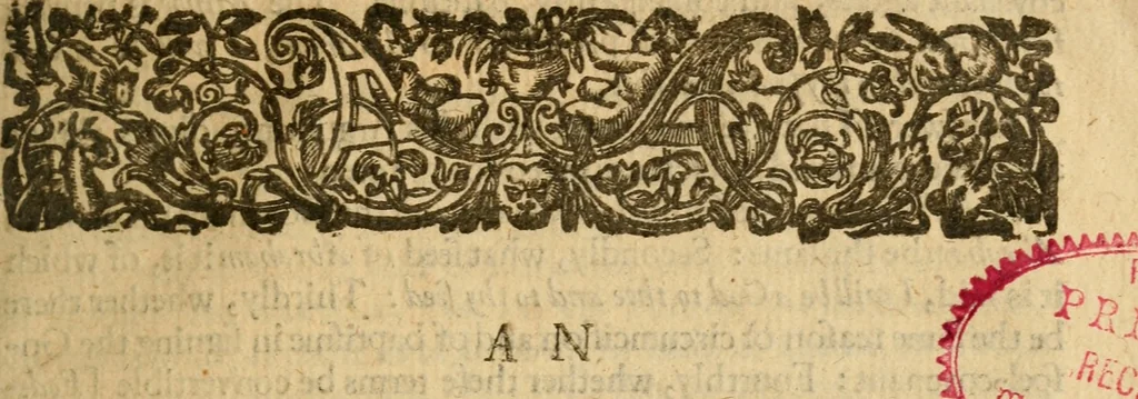 An illustration from Two treatises and an appendix to them concerning infant-baptisme : the former treatise being an exercitation presented to the chairman of a committee of the Assembly of Divines : the later on examen of the sermon of Mr. Stephen Marshall about infant baptisme, in a letter sent to him, 1646, leaf 12
