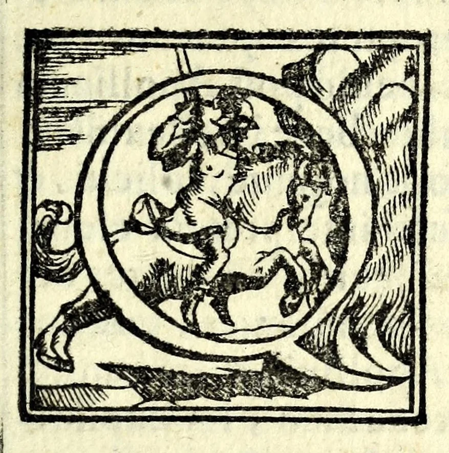 An illustration from Tyberiadis : D. Bartoli de Saxoferrato, ivrisconsultorvm omnivm facilè principis, tractatus de fluminibus tripertitus, 1576, leaf 13