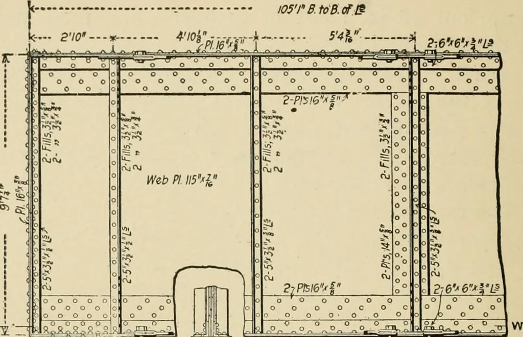 An illustration from Types and details of bridge construction, 1904, leaf 101