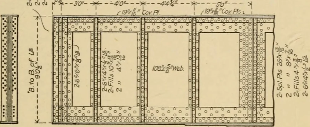 An illustration from Types and details of bridge construction, 1904, leaf 104
