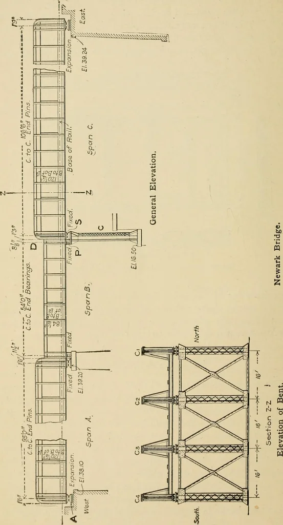 An illustration from Types and details of bridge construction, 1904, leaf 105