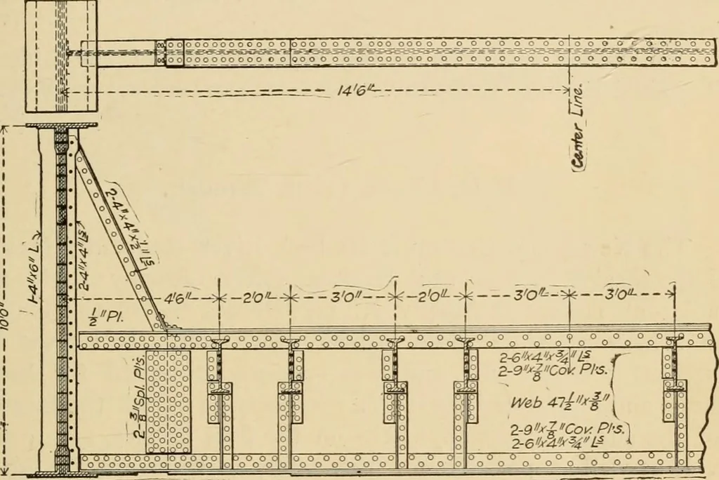 An illustration from Types and details of bridge construction, 1904, leaf 122