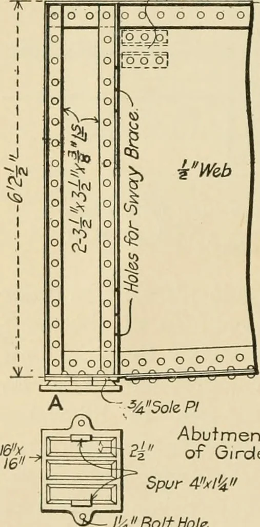 An illustration from Types and details of bridge construction, 1904, leaf 145