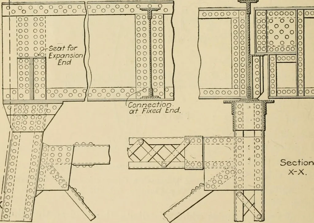 An illustration from Types and details of bridge construction, 1904, leaf 157