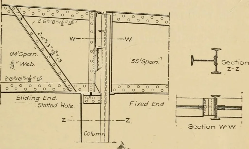 An illustration from Types and details of bridge construction, 1904, leaf 160