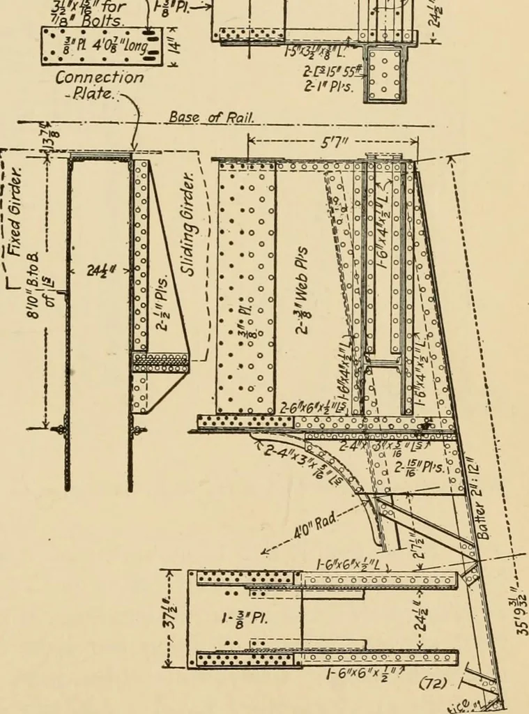 An illustration from Types and details of bridge construction, 1904, leaf 162