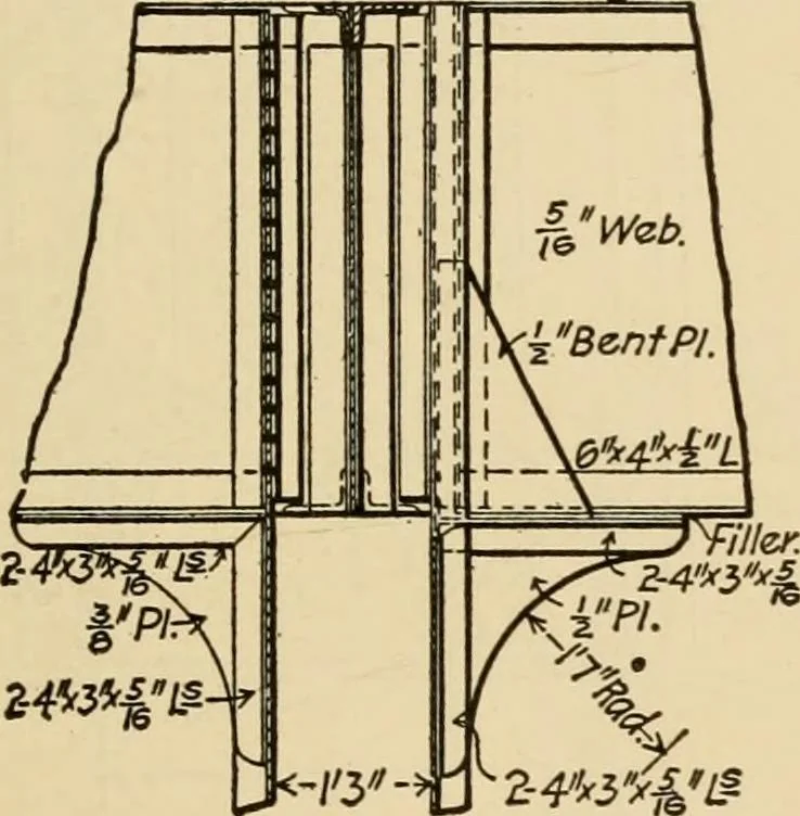 An illustration from Types and details of bridge construction, 1904, leaf 164