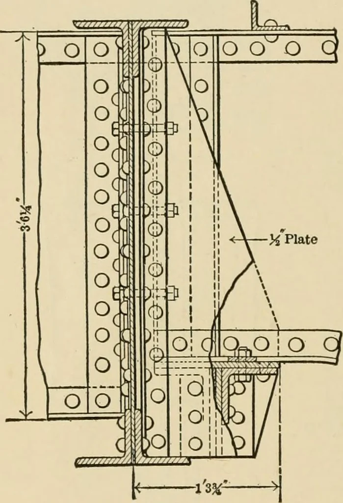 An illustration from Types and details of bridge construction, 1904, leaf 165