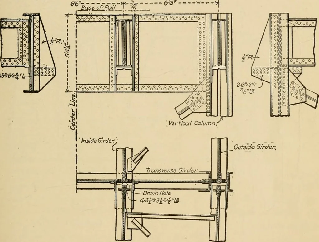 An illustration from Types and details of bridge construction, 1904, leaf 166