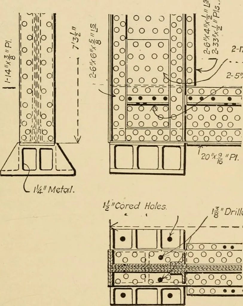 An illustration from Types and details of bridge construction, 1904, leaf 176