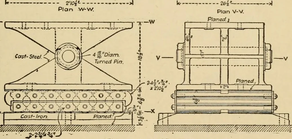 An illustration from Types and details of bridge construction, 1904, leaf 182