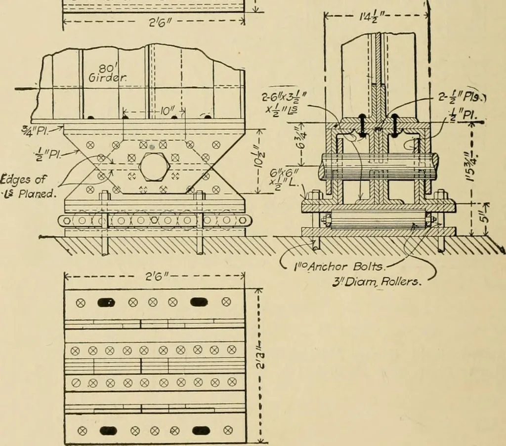 An illustration from Types and details of bridge construction, 1904, leaf 189