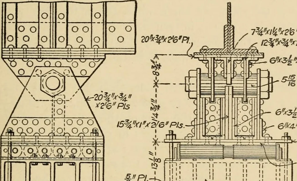 An illustration from Types and details of bridge construction, 1904, leaf 196