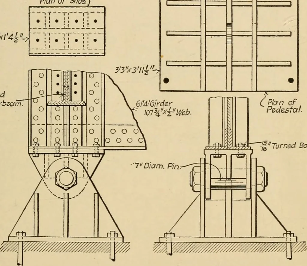 An illustration from Types and details of bridge construction, 1904, leaf 202